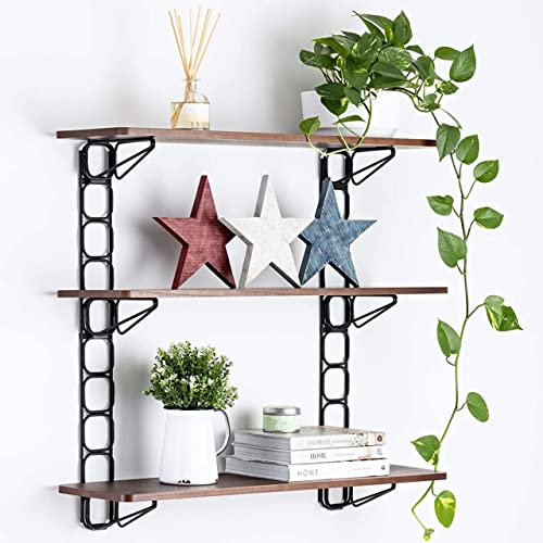 Photo 1 of 3-Tier Floating Shelves for Wall Mounted 36" Modern Natural Wood Decor Hanging Storage-Bookshelf for Bedroom Bathroom Living Room Kitchen Apartment Of
