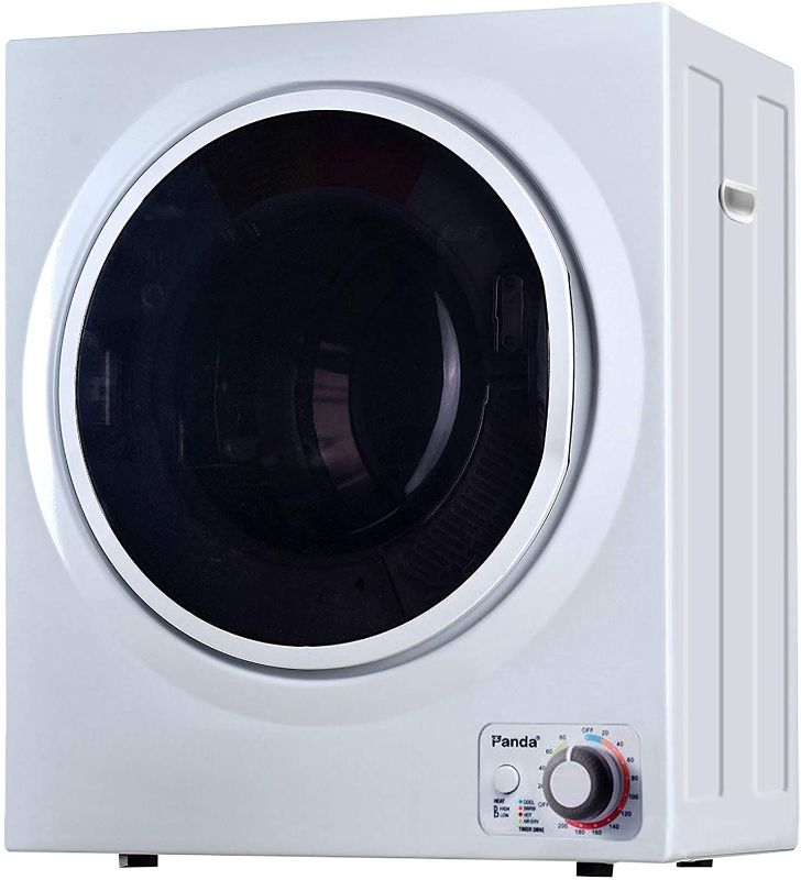 Photo 1 of **MISSING PARTS** Panda 110V Electric Portable Compact Laundry Clothes Dryer, 1.5 cu.ft, Stainless Steel Drum Black and White, PAN725SF
