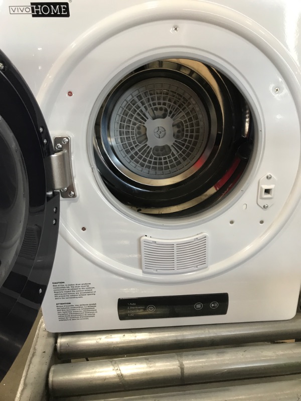 Photo 1 of **MISSING PARTS** Panda 110V Electric Portable Compact Laundry Clothes Dryer, 1.5 cu.ft, Stainless Steel Drum Black and White, PAN725SF
