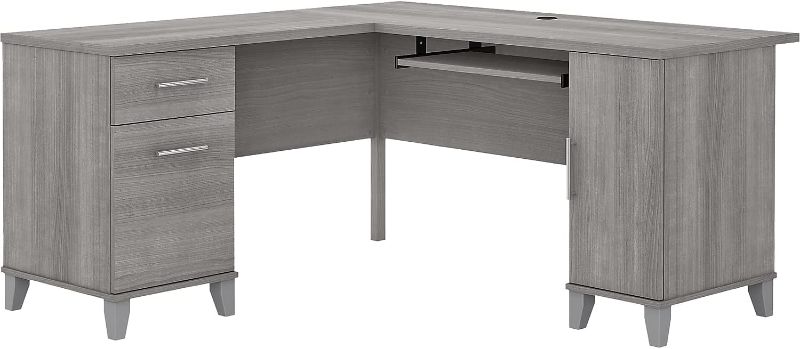 Photo 1 of **INCOMPLETE BOX 1 OF 2 ONLY***Bush Furniture Somerset 60W L Shaped Desk with Storage in Platinum Gray
