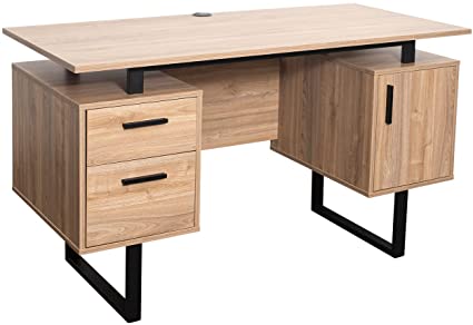 Photo 1 of Techni Mobili Modern Office, Walnut Desk with Storage, ONE Size
