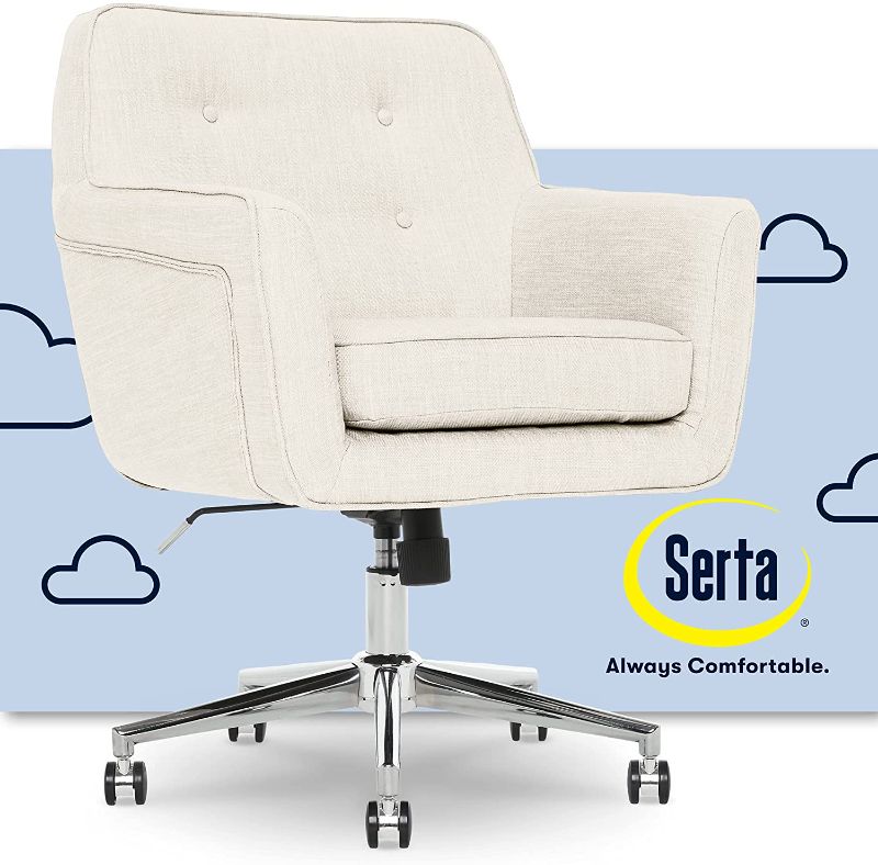 Photo 1 of **MISSING HARDWARE** Serta Ashland Ergonomic Home Office Chair with Memory Foam Cushioning, Chrome-Finished Stainless Steel Base, 360-Degree Mobility
