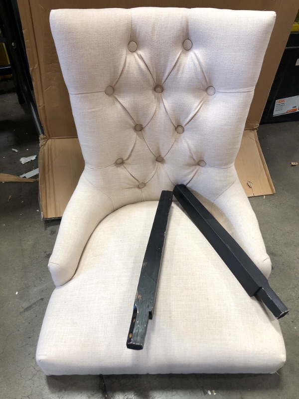 Photo 2 of **MISSING HARDWARE**MINOR DAMAGE**  CangLong Modern Elegant Button-Tufted Upholstered Fabric With Nailhead Trim Dining Side Chair for Dining Room Accent Chair for Bedroom, Set of 2, Beige
