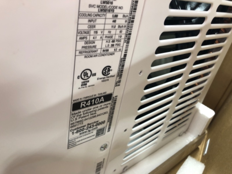 Photo 4 of **DAMAGED** LG Electronics 5,000 BTU 115-Volt Window Air Conditioner LW5016 in White
