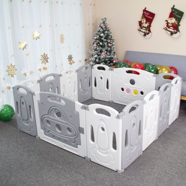 Photo 1 of **MISSING PARTS* Foldable Baby playpen Baby Folding Play Pen Kids Activity Centre Safety Play Yard Home Indoor Outdoor New Pen 12+2 panels?Gery?
