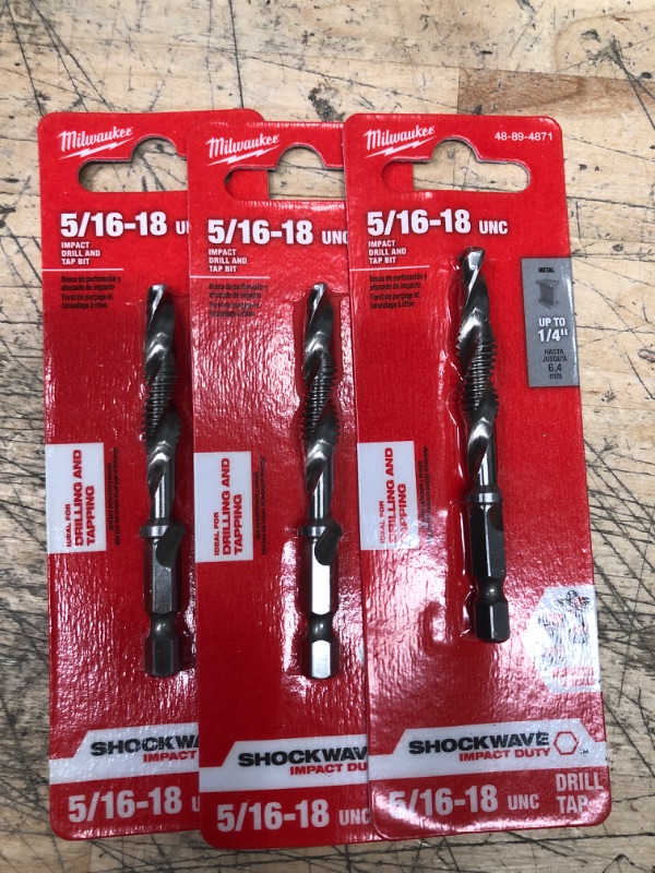 Photo 1 of 3-pack **SHOCKWAVE 5/16-18 UNC Steel Impact Rated Drill Tap Bit
