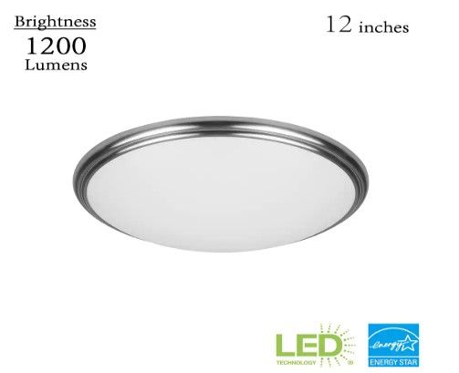 Photo 1 of 12 in. Brushed Nickel and Oil-Rubbed Bronze Selectable Integrated LED Flush Mount with Interchangeable Trim