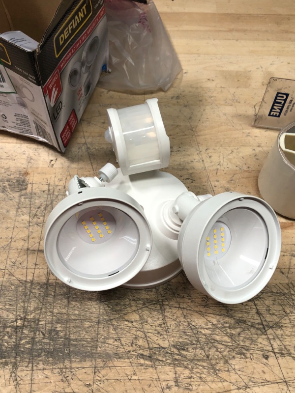 Photo 1 of 180° White Motion Activated Sensor Twin-Head Round Outdoor Integrated LED Security Flood Light