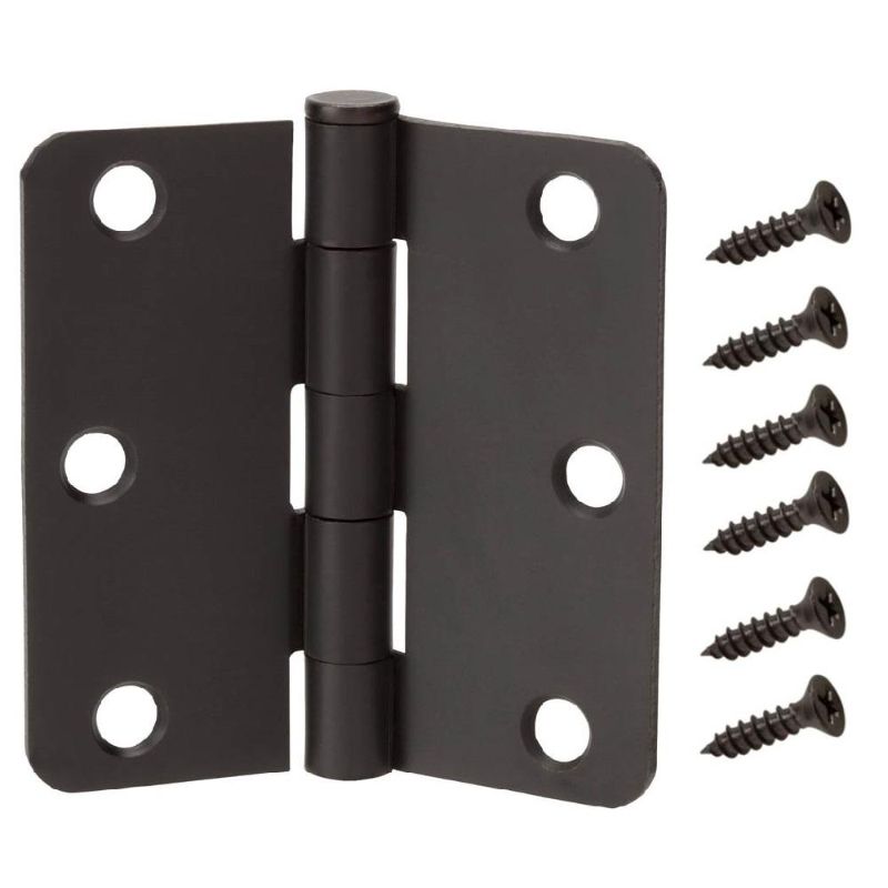 Photo 1 of 2 Packs of Everbilt 3-1/2 in. and 1/4 in. Radius Matte Black Smooth Action Hinge (3-Pack)