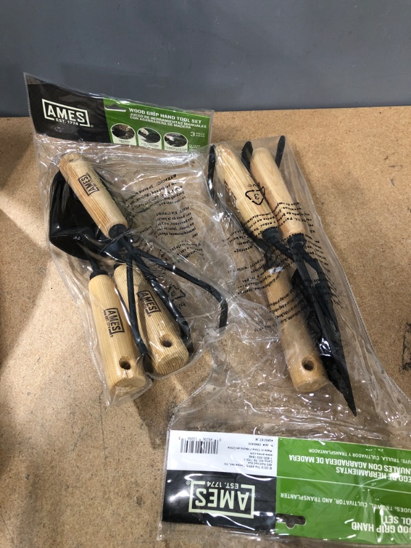 Photo 2 of 2 Sets of 3-Piece Wood Handle Trowel, Cultivator, and Transplanter Garden Tool Set