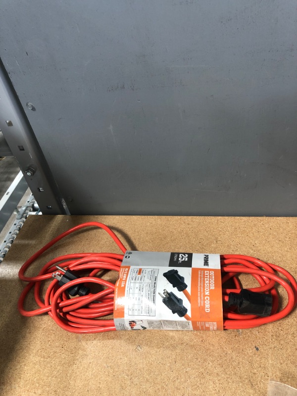 Photo 2 of Prime Wire & Cable EC501625 25 Ft. 16 - 03 - 15 SJTW Orange Outdoor Extension Cord