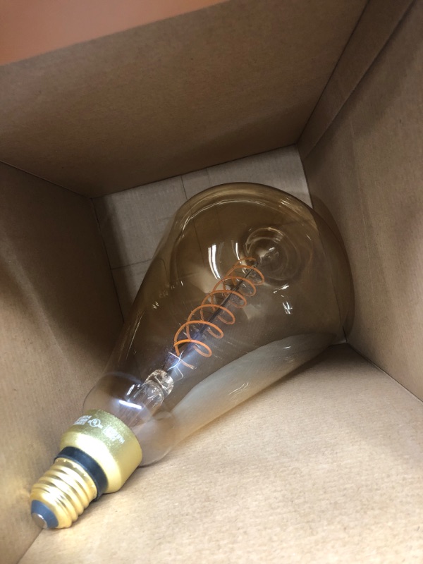 Photo 2 of 60-Watt Equivalent ST52 Dimmable Spiral Filament Oversized Amber Glass E26 Vintage Edison LED Light Bulb, Warm White