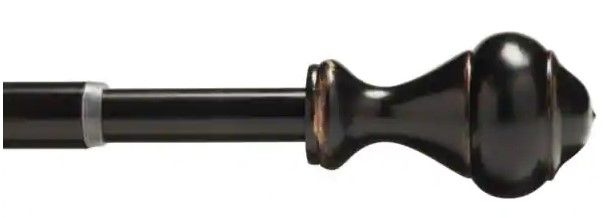 Photo 1 of 28 in. - 48 in. Single Curtain Rod in Oil Rubbed Bronze with Finial
