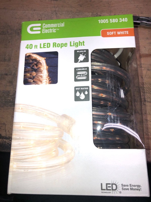 Photo 2 of 40 ft. (8 ft. x 5) Warm White Flexible Integrated LED Rope Light
