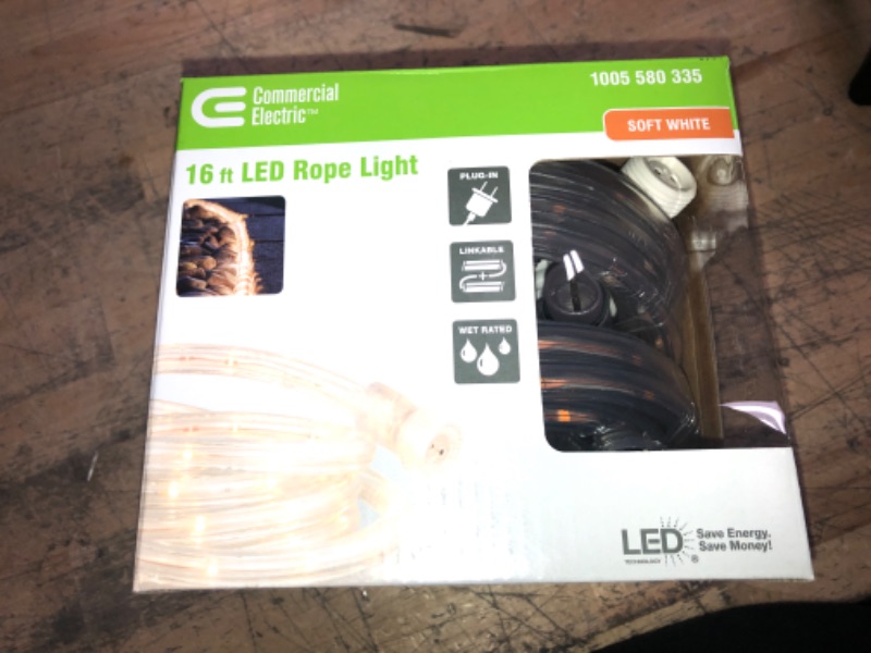 Photo 2 of 16 ft. (8 ft. x 2) Warm White Flexible Integrated LED Rope Light
