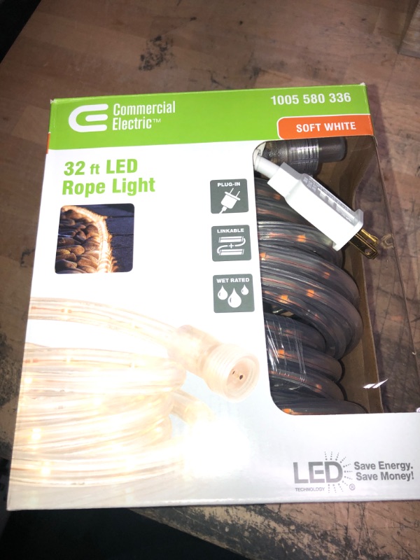 Photo 2 of 32 ft. (8 ft. x 4) 120-Volt Line Voltage Warm White Flexible Integrated LED Rope Light
