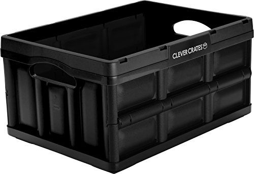 Photo 1 of **BOX OF 3* DAMAGED* CleverMade CleverCrates Collapsible Storage Container, 32 Liter Solid Utility Crate, Black
