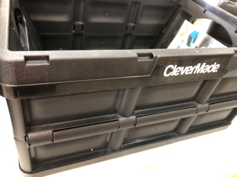 Photo 3 of **BOX OF 3* DAMAGED* CleverMade CleverCrates Collapsible Storage Container, 32 Liter Solid Utility Crate, Black
