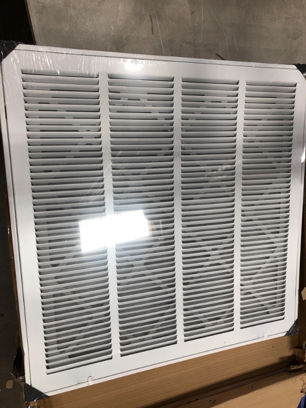 Photo 3 of **DAMAGED** 24"w X 24"h Steel Return Air Grilles - Sidewall and Ceiling - HVAC Duct Cover - White [Outer Dimensions: 25.75"w X 25.75"h]
