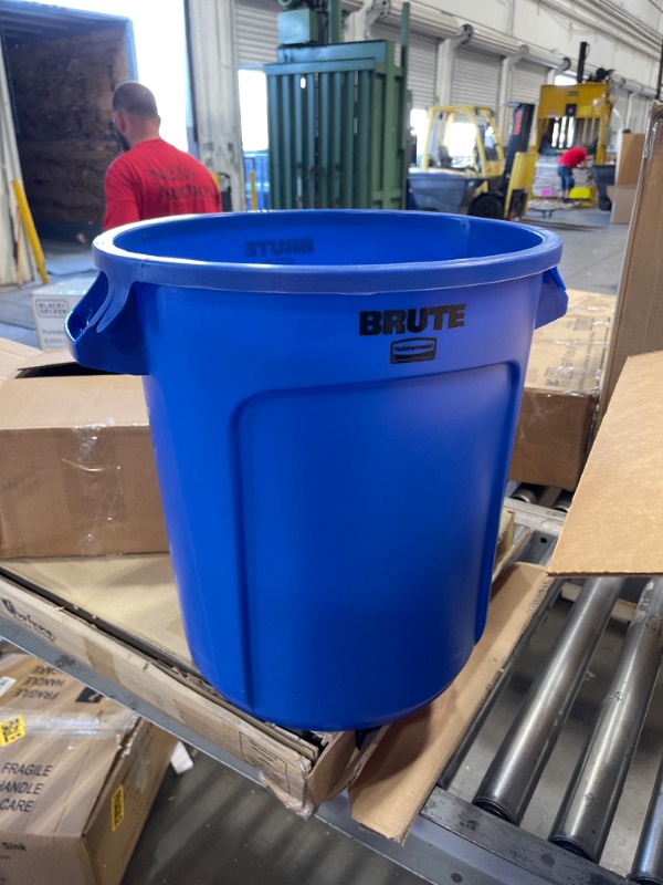 Photo 2 of 10 Gal. Plastic Round Trash Can, Blue
