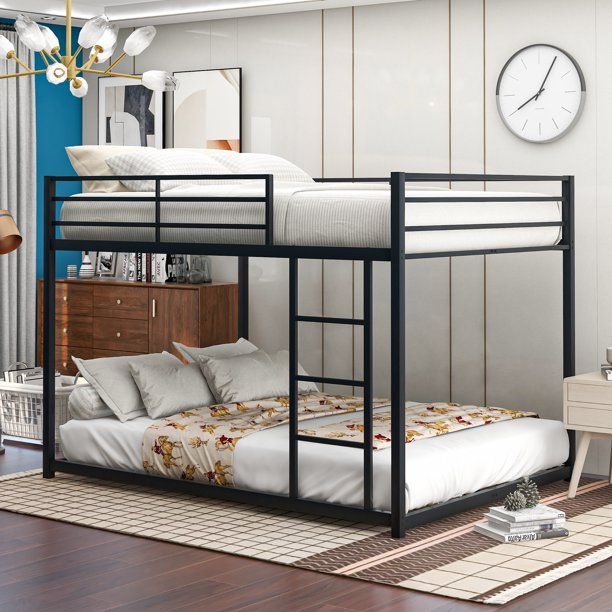 Photo 1 of **box 1 only** Full over Full Metal Bunk Bed, Low Bunk Bed with Ladder, Black(New SKU:MF285536AAB)
