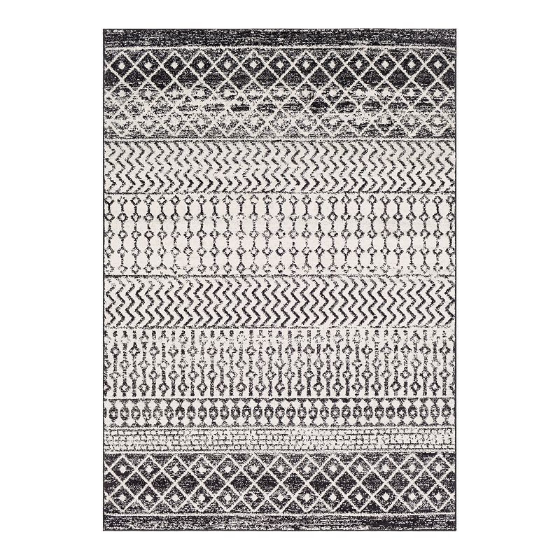Photo 1 of  7'10" Square Rug in Black/Light Gray/Medium Gray/White-Elaziz ELZ-2307
