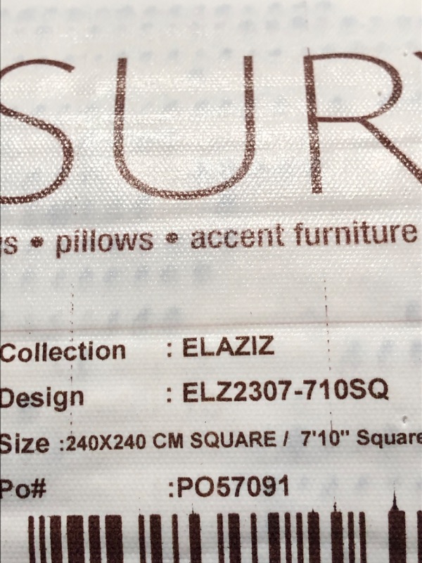 Photo 4 of  7'10" Square Rug in Black/Light Gray/Medium Gray/White-Elaziz ELZ-2307
