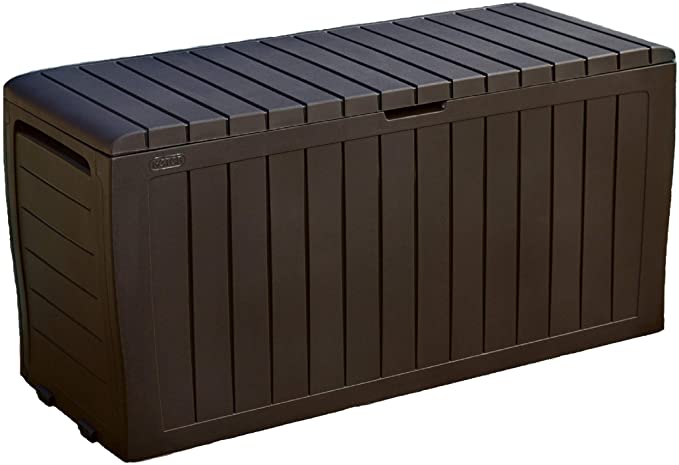 Photo 1 of (CRACKED/BROKEN-OFF CORNERS) Keter Marvel Plus 71 Gallon Resin Outdoor Storage Box