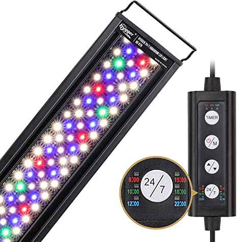 Photo 1 of hygger 36W 24/7 Lighting Aquarium LED Light, Sunrise-Daylight-Moonlight Mode and DIY Mode, Adjustable Timer Adjustable Brightness Fish Tank Light with Extendable Bracket 7 Colors for Planted Tank
