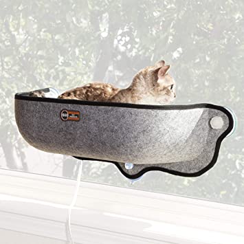Photo 1 of (BENT) K&H PET PRODUCTS EZ Mount Thermo-Kitty Heated Window Bed Extra-Deep Gray 27 X 10 X 11 Inches
