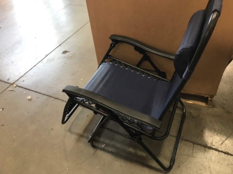 Photo 2 of **ONE BENT** **SET OF 2**ABCCANOPY Zero Gravity Adjustable Reclining Patio Chair Lounge Chair with Removable Pillow and Cup Holder Tray, (Navy Blue)
