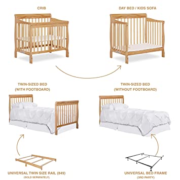 Photo 1 of Dream On Me Aden 4-in-1 Convertible Mini Crib in Natural, Greenguard Gold Certified
