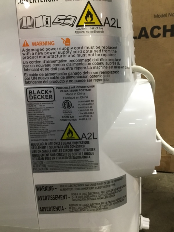 Photo 3 of Black & Decker 8,000 Btu Sacc or 12,000 Btu Ashrae 128 Portable Air Conditioner
