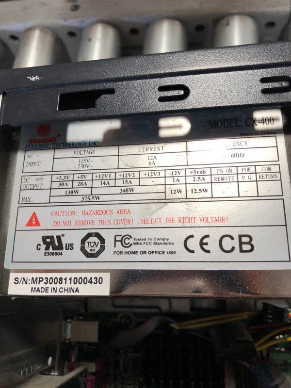 Photo 9 of **COMPUTER** COOLMAX CX-400B 400W Power Supply - 