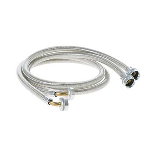 Photo 1 of 4 ft. Universal Stainless Steel Washer Hoses with 90 degree Elbow (2-Pack)