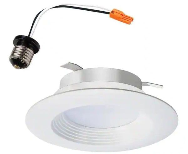 Photo 1 of Halo
4 in. White 5000K Integrated LED Recessed Ceiling Light Retrofit Trim at Daylight 90 CRI Title 20 Compliant