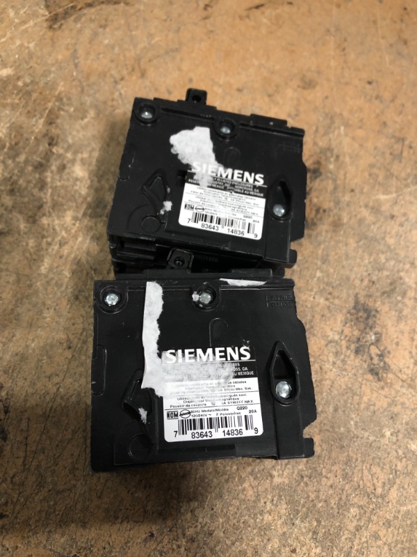 Photo 2 of Bundle of 2 
Siemens 20 Amp Double-Pole Type QP Circuit Breaker