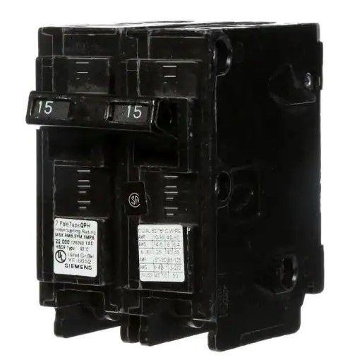 Photo 1 of Bundle of 2 
Siemens 15 Amp Double-Pole Type QP Circuit Breaker