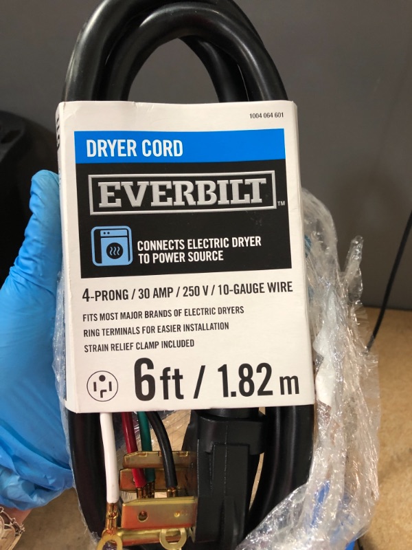 Photo 2 of Everbilt 6 Ft. 4-Prong 30 Amp Dryer Cord
