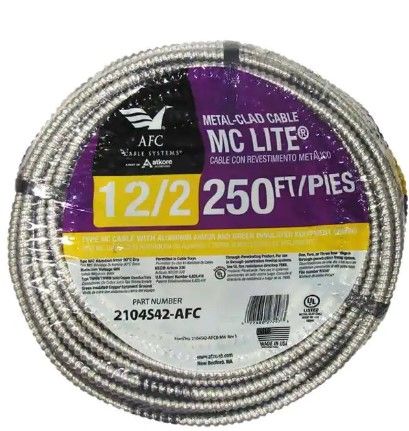 Photo 1 of 12/2 x 250 ft. Solid MC Lite Cable
