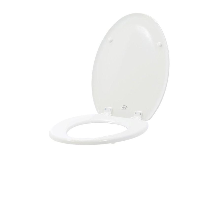 Photo 1 of BEMIS Richfield Elongated Closed Front Enameled Wood Toilet Seat in White Removes for Easy Cleaning and Never Loosens
