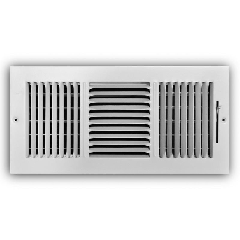 Photo 1 of 14 in. x 6 in. 3-Way Steel Wall/Ceiling Register in White
