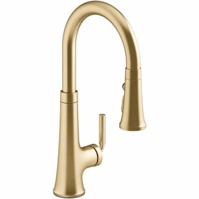 Photo 1 of 
KOHLER
Tone Single Handle Pull Down Sprayer Kitchen Faucet in Vibrant Brushed Moderne Brass