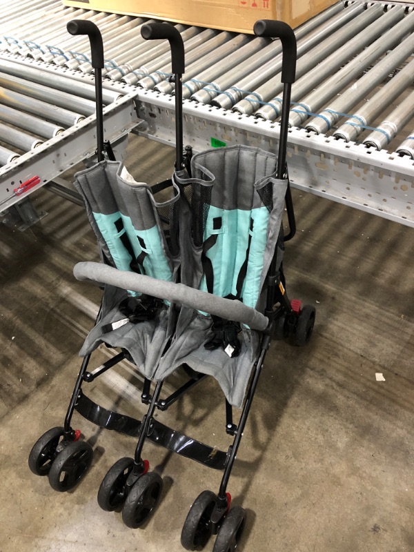 Photo 2 of ***DAMAGED ***
Dream on Me Volgo Twin Umbrella Stroller - Mint and Dark Grey