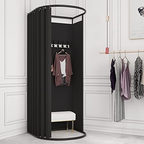 Photo 1 of AMSXNOO Clothing Store Fitting Room, Strong Load- Bearing Locker Room Removable Portable Stable Privacy Dressing Room for Indoor Outdoor House Office Shopping Mall (Color : Black, Size : 85x80x200CM)