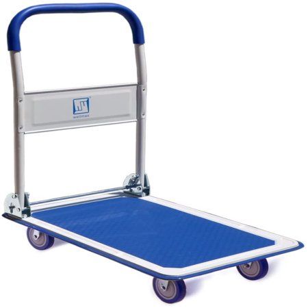 Photo 1 of Push Cart Dolly by Wellmax Moving Platform Hand Truck Foldable for Easy Storage and 360 Degree Swivel Wheels with 660lb Weight Capacity Blue Color
