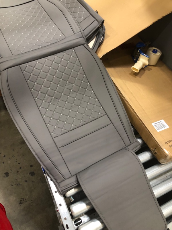 Photo 3 of *NOT exact stock photo, use for reference* 
Wekar WK-002 Leather Car Seat Covers Full Set for 5 Seats, Premium Leather Automotive Seat Covers with Embossed Pattern, Leather Car Seat Covers Universal Fit for Most A and B Grade Cars, Grey
