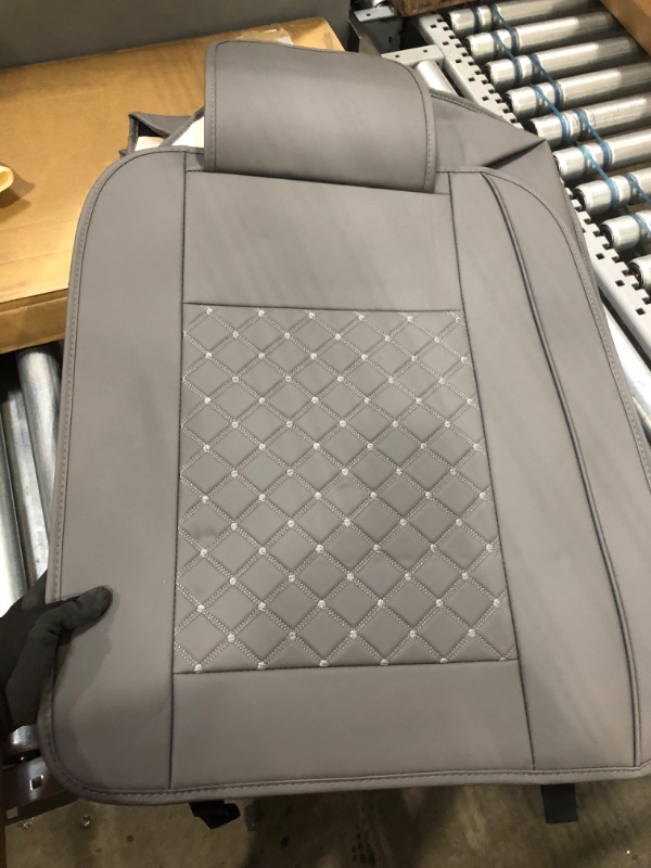 Photo 5 of *NOT exact stock photo, use for reference* 
Wekar WK-002 Leather Car Seat Covers Full Set for 5 Seats, Premium Leather Automotive Seat Covers with Embossed Pattern, Leather Car Seat Covers Universal Fit for Most A and B Grade Cars, Grey
