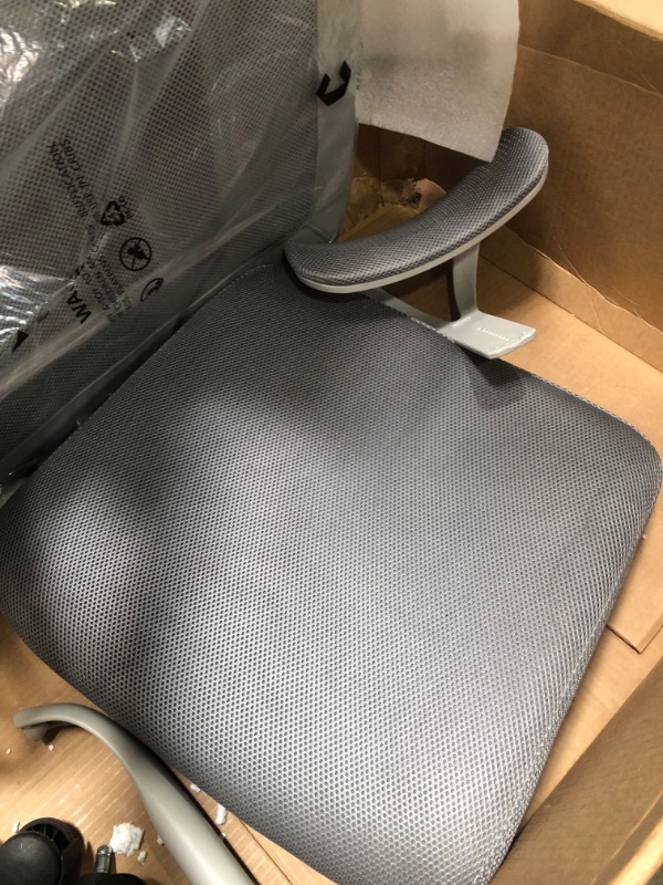 Photo 1 of Smugdesk Ergonomic Mesh High Back Chair with Lumbar Support, Adjustable Headrest, Armrests, and Wheels, for Office Desk, Gaming Setup, and More, Gray
