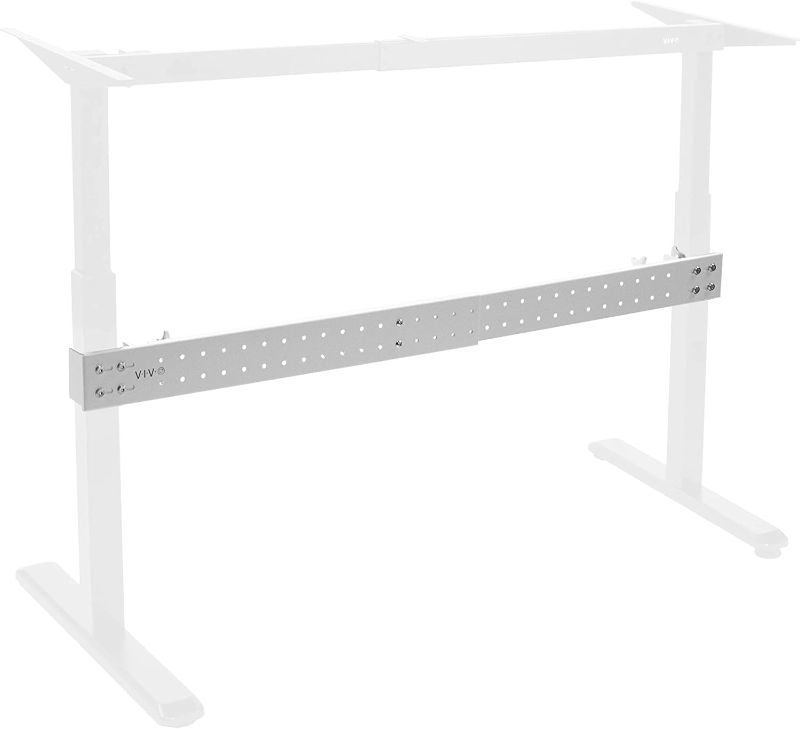 Photo 1 of VIVO Universal Steel Clamp-on Desk Stabilizer Bar, 36 to 61.6 inch Bracket Support System for Sit to Stand Desk Frames, White, DESK-STB01W - length adjusts from 36” to 61.6” 
